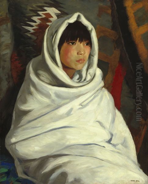 Indian Girl in White Blanket - view 1