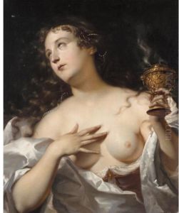 A Vestal Virgin with a fuming incense burner by Willem Doudijns