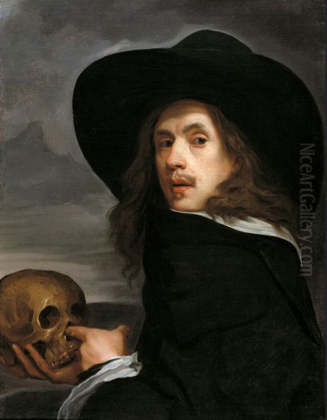 Self portrait with a skull - view 1