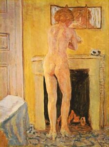 Nude in front of the fireplace by Pierre Bonnard