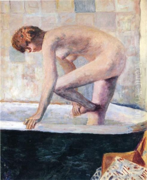 Nude Washing Feet in a Bathtub - view 1