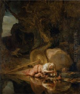 Hera verbergt zich tijdens het gevecht tussen de goden en de giganten by Carel Fabritius