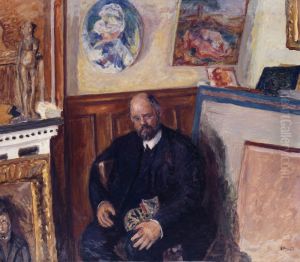 Portrait of Ambroise Vollard with a cat by Pierre Bonnard