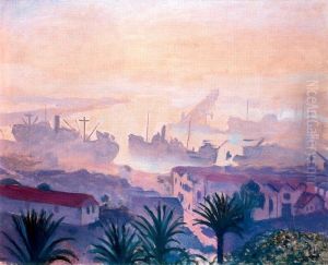 The port of Algiers with haze by Albert Marquet