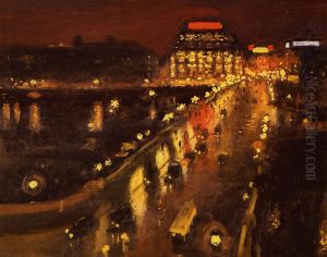 Le Pont-Neuf et la Samaritaine de nuit by Albert Marquet