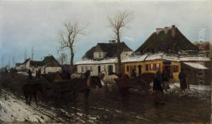 Winter in a small town. by Maksymilian Gierymski