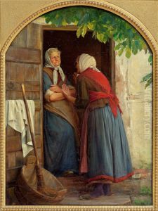 Two women talking by Carl Heinrich Bloch
