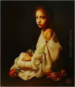 Girl with pomegranates