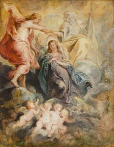 The coronation of the Virgin by (studio of) Rubens, Peter Paul