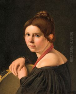Mrs. Marie Lehmann (1821-1849), born Puggaard, as Italian woman with tambourine by Albert Kuchler