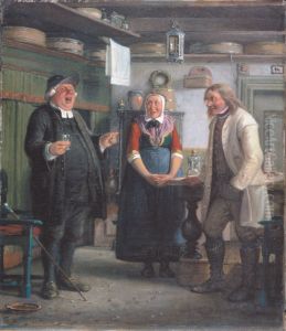 Per Degn synger for en snaps. by Wilhelm Marstrand