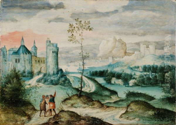 Paysage avec rencontre sur le chemin d'Emmaus - view 1