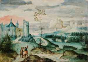 Paysage avec rencontre sur le chemin d'Emmaus