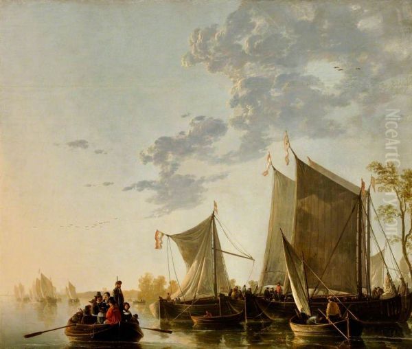 Shipping on the Maas with a Party in a Rowing Boat - view 1