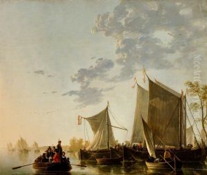 Shipping on the Maas with a Party in a Rowing Boat