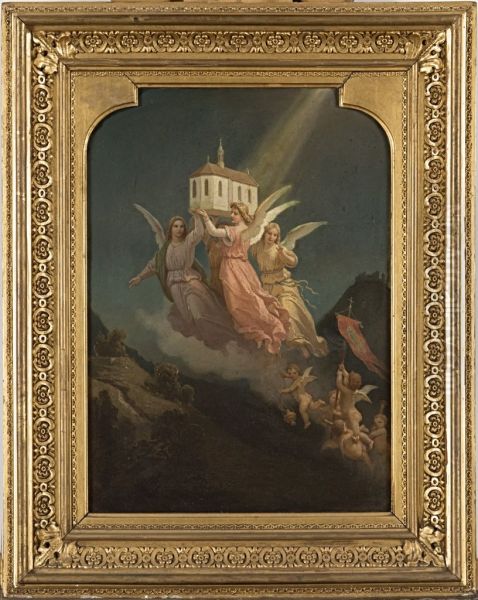 Entwurf fur die Wandmalereien in der Bibliothek der Burg Hohenzollern "Grundung der Kirche Maria Zell unter dem Zollernberg" - view 1