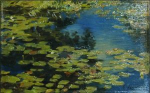 Teich mit Seerosen by Ernst Henseler