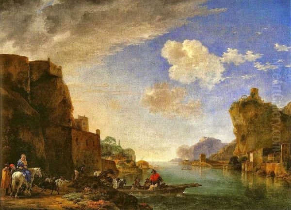 River Landscape with the Fort Saint-Jean and the Chateau Pierre-Scize in Lyon - view 1