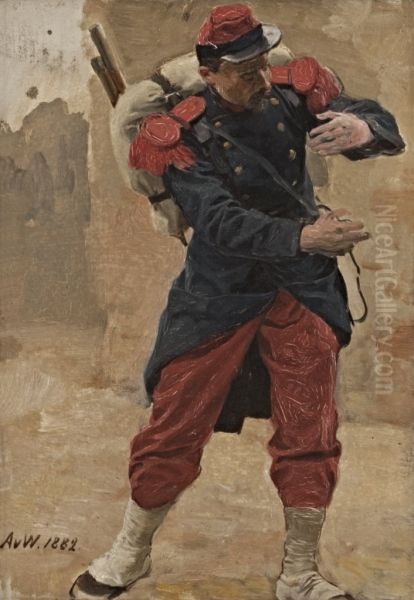 Franzosischer Infanterist mit Marschgepack (Soldat in voller Montur). Studie zu Kriegsgefangen - view 1