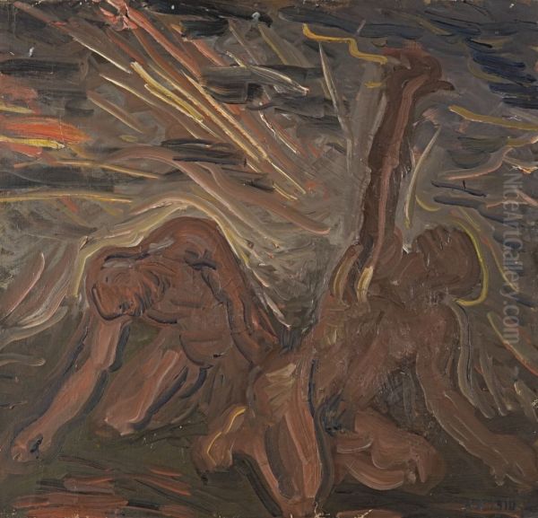 Kauernde Manner - view 1