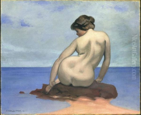 Baigneuse assise sur un rocher - view 1