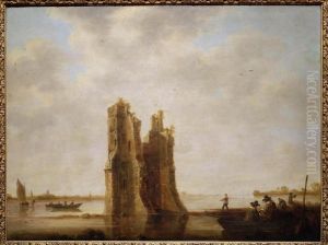 Paysage fluvial avec le huis de Merwede pres de Dordrecht ; Paysage fluvial avec ruine (autre titre) by Aelbert Cuyp