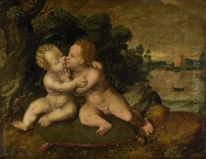 Jesus et saint Jean Baptiste enfants by Joos Van Cleve
