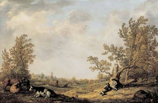 Cattle and Herders with a View of the Mariakerk in Utrecht - view 1
