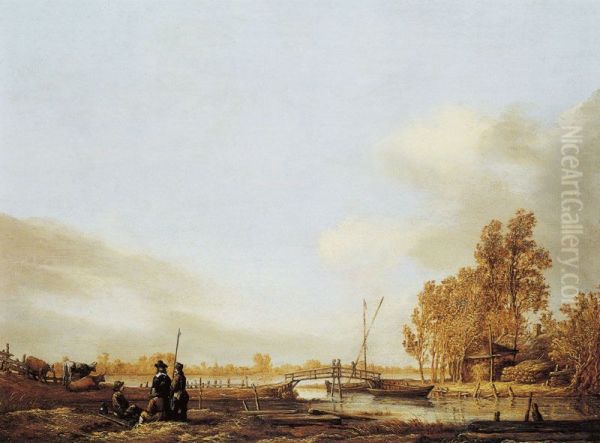 River Landscape with Bridge - view 1