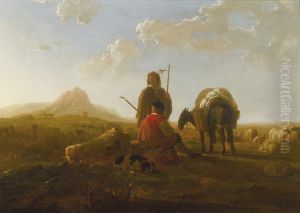 Two Shepherds in a Hilly Landscape by Aelbert Cuyp