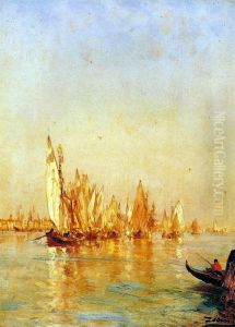 Boats in Venice by Felix Ziem
