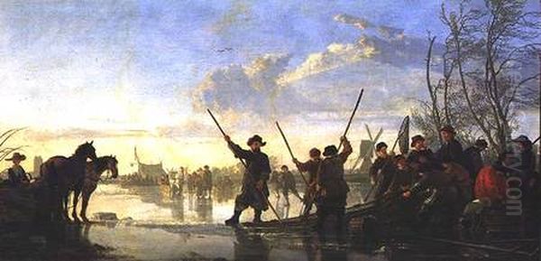 Fishing under the Ice near Dordrecht - view 1