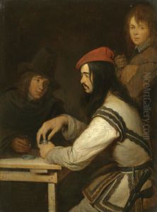 Three Men in a Tavern, One taking Snuff by Gerard Ter Borch