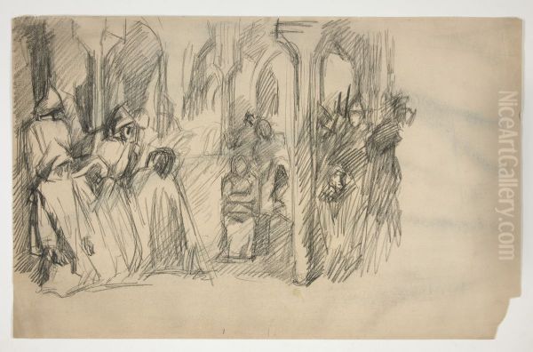 Composition study for The Quest of the Holy Grail mural series at Boston Public Library - view 1