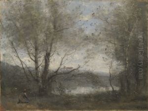 A Pond Seen through the Trees by Jean-Baptiste Camille Corot