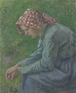 A Seated Peasant Woman by Camille Pissarro