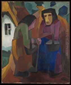 Frauen vor dem Haus by Martel Schwichtenberg