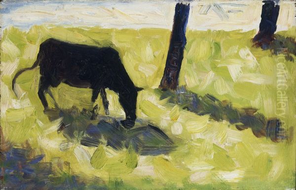 Black Cow in a Meadow - view 1