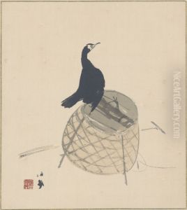 Cormorant on a Basket by Takeuchi Seiho