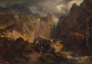 Landscape with the death of Roland by Achille Etna Michallon