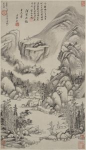 Landscape in the style of Huang Gongwang by Wang Shimin