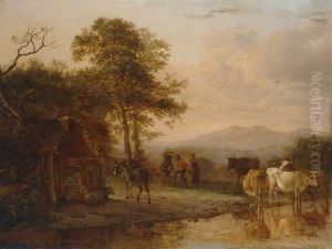 Evening Landscape with Cattle and Peasants Dancing to the Sound of a Pipe