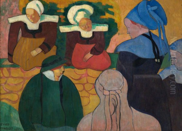 Breton Women at a Wall - view 1