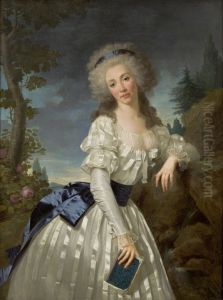 Retrato de uma dama com livro junto a uma fonte
