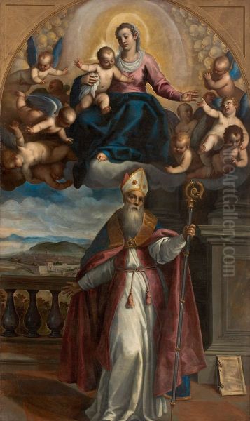 Aparicao da Virgem com o Menino a santo Ubaldo, bispo de Gubbio, que indica ao fundo a cidade de Pesaro - view 1