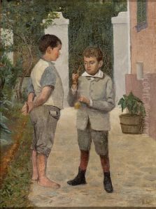 Dois Meninos Jogando Bilboque by Belmiro de Almeida