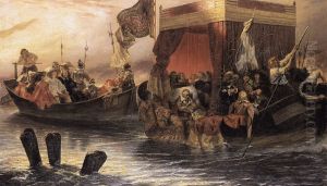 The State Barge of Cardinal Richelieu on the Rhone by Paul Delaroche