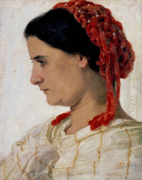 Angela Bocklin mit rotem Haarnetz - view 1
