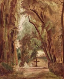 Im Park der Villa Borghese (unvollendet) by Carl Blechen