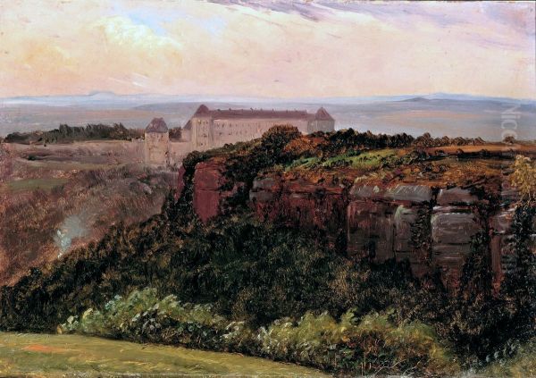 Sachsische Landschaft. Sonnenstein bei Pirna - view 1